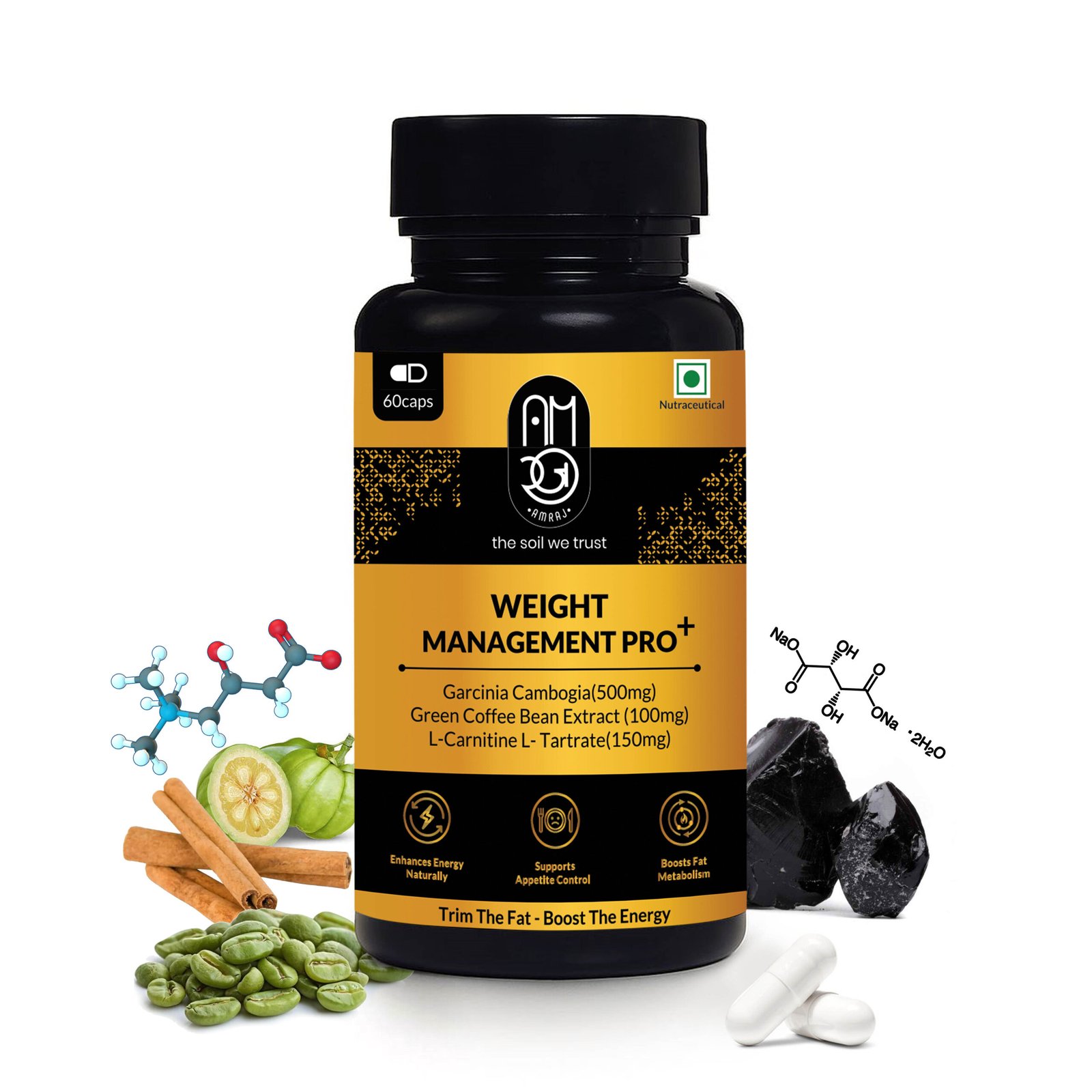 Weight Management Pro+ – Garcinia Cambogia, Green Coffee Extract & L-Carnitine Supplement (60 Capsules)