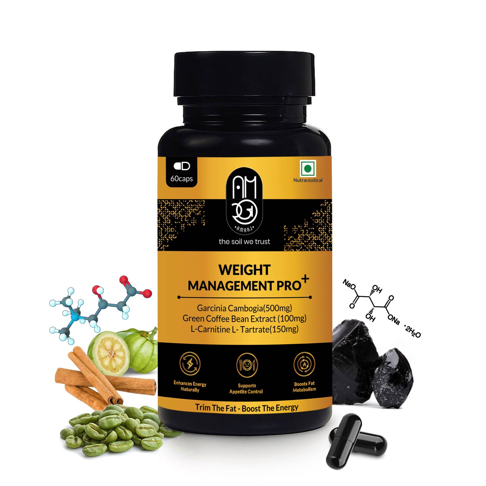 Weight Management Pro+ – Garcinia Cambogia, Green Coffee Extract & L-Carnitine Supplement (60 Capsules)